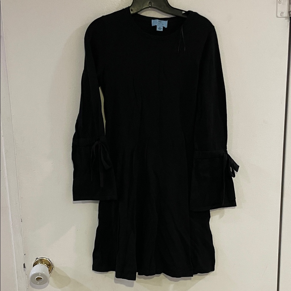Black Long Sleeve Dress with Tie Details XS